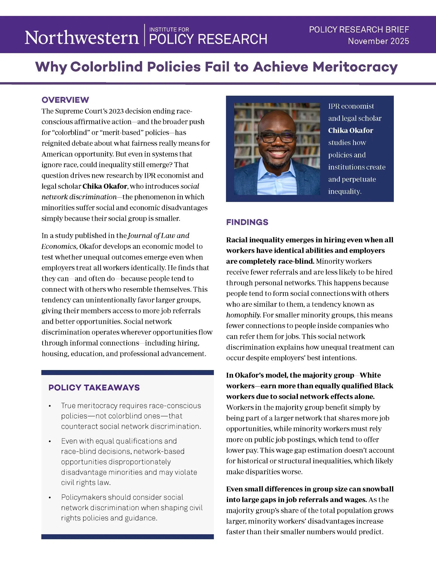 Policy Brief Page 1: Why Colorblind Policies Fail to Achieve Meritocracy